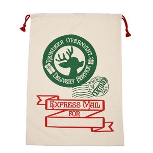 High King Christmas <b>Santa</b> Sack <b>Large</b> Size 100% Cotton Gift Bag with Drawstring Reusable for Xmas Package Storage Factory Price - Product Image 1