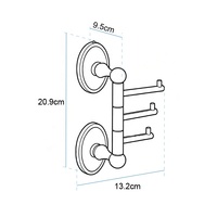 Metalique 54046C-GB Design moderne, durable, or brossé, support mural en alliage de zinc et acier, pour salle de bain et hôtel, pivotant, rotatif, 3 crochets