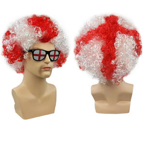 Aficionados al fútbol accesorios para la cabeza Cosplay Cheer bandera Color esponjoso corto rizado peluca sintética - Product Image 5