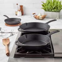 Ensemble de batterie de cuisine professionnelle moderne pour restaurant, poêle en fonte antiadhésive 10-26 cm, 4 pièces, compatible lave-vaisselle et four