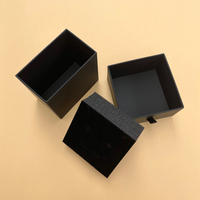 Mini boîte d'emballage en papier velours noir de luxe écologique avec logo personnalisé personnalisé pour le rangement de bijoux collier bracelet tiroir
