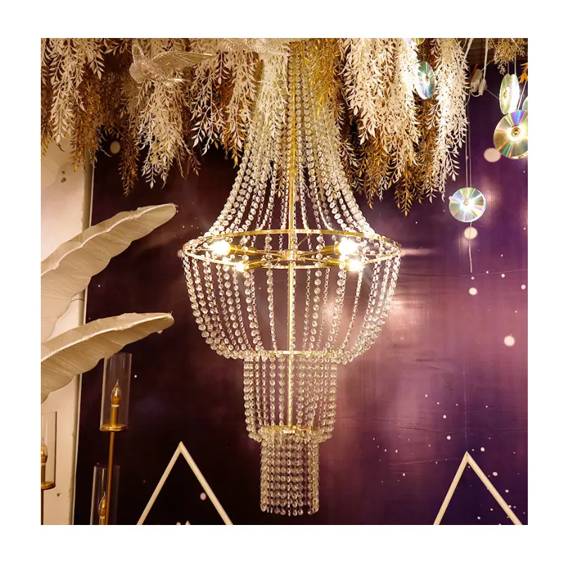 Luxury Golden Crystal Chandeliers For Wedding Decoration Modern Hanging Lighting Led Decorative Chandelier for Living Room