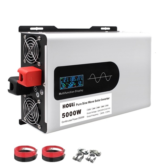 HOULI 5000W Pure Sine Wave Inverter 12V to 120V DC to AC Converter for Home Solar RV Off-grid
