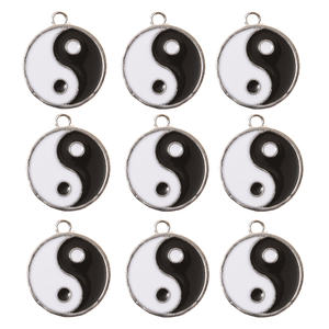 Antique Silver Plated Enamel Tai <strong>Chi</strong> YIN YANG Metal Charms <strong>Pendants</strong> for Jewelry Making DIY Black and White Yin Yang Accessories - Product Image 2