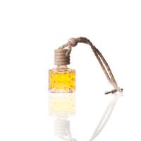 Bouteille en verre de parfum d'air de voiture Vente en gros Luxe Vide Premium 8ml Diffuseur d'huile rond transparent Bouteille en verre de désodorisant de voiture suspendue