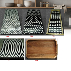 High Quality Eco-Friendly Handmade Durable Wooden Breakfast <b>Tray</b> Bone Inlay Decorative Dishwasher Microwave Safe Household - Product Image 1