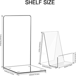 Acrylic bookends và Acrylic cuốn sách đứng, rõ ràng bookends với Silicone Non-Slip Pads, người giữ cuốn sách cho trang trí nội thất - Product Image 2