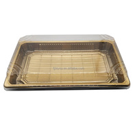 Récipient jetable en plastique carré d'or de vente chaude de JY-1109, plateau jetable de sushi, boîte en plastique d'emballage alimentaire