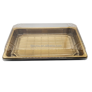 JY-1109 nóng bán Vàng vuông nhựa dùng một lần <span class=keywords><strong>container</strong></span>, dùng một lần Sushi khay, nhựa Hộp bao bì thực phẩm - Product Image 3