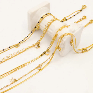 Fashion <b>Anklets</b> For Women 18k <b>Gold</b> Plated Stainless Steel Double Layer Butterfly Geometric Party Foot Ornaments - Product Image 1