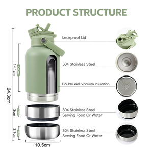 Dispenser da Viaggio per Animali Domestici 3 in 1 Personalizzabile, Bottiglia d'Acqua per Cani in Acciaio Inox da 32 oz a Prova di Perdite - Product Image 3