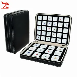 Boîte de rangement haut de gamme en similicuir noir pour pierres précieuses, étui de voyage pour diamants, porte-bijoux avec boîte à gemmes portable - Product Image 2
