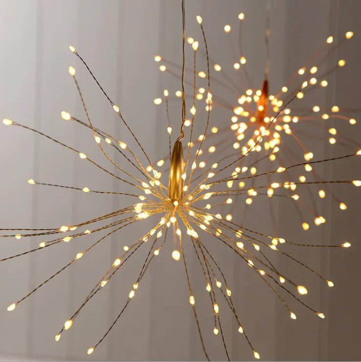 2020 Weihnachts girlande DIY 120 LED Feuerwerk Starburst String Light fallende Kupferdraht Lichterketten