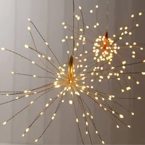 2020 圣诞花环 DIY 120 LED 烟花 Starburst 字符串光下降铜线字符串灯