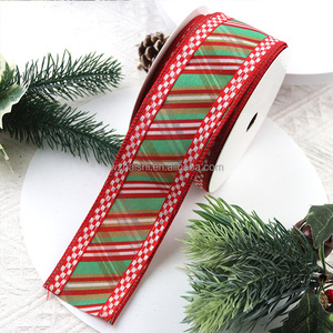 Cinta de poliéster NAISHI de 63 mm/38 mm con borde alambrado, estampada, de 10 yardas, para decoración de coronas y árboles de Navidad, OEM - Product Image 6