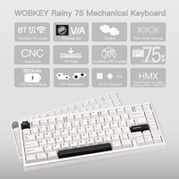 Keyboard Mekanik Nirkabel WOBKEY Rainy75 Baru dengan Casing Aluminium CNC, Gasket Mount, Tri-Mode, RGB, Hot Swap, QMK VIA untuk Gaming PC