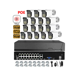 Sistema de Cámara de Seguridad Tipo Bala IP66 TSEye de 16 Canales, 4MP, 5MP, 8MP, a Todo Color, con Audio Bidireccional, Visión Nocturna, Vigilancia, Cámara IP POE - Product Image 1