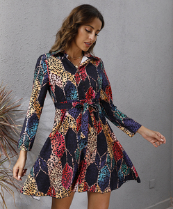 <span class=keywords><strong>Macallan</strong></span> ropa de manga larga Casual Ruffle vestido camisas vestido vestidos casuales con estampado - Product Image 1