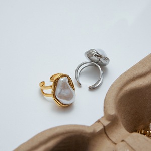 Mw 18K Vàng Không Thường Xuyên Ngọc Trai Nhẫn PVD Mạ Nhẫn Phụ Nữ Handmade Lớn Baroque Ngọc Trai Mở Nhẫn Ngọc Trai Vòng Thép Không Gỉ - Product Image 6