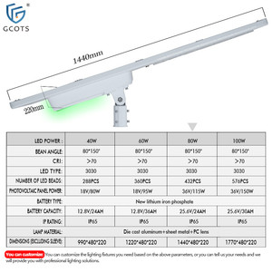Farolas Solares de Nuevo Diseño con Tira de Luz Indicadora de Color, 40W/60W/80W/100W, LED de Aluminio Impermeable de 6000K para Caminos - Product Image 3