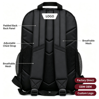 Sac à dos d'école primaire personnalisable avec logo, en tissu Oxford noir, unisexe, durable, résistant à l'eau, fermeture éclair, sangle rétractable, pour étudiant