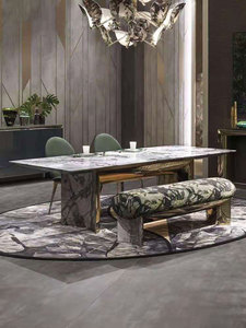 Italian Style Light Luxury Dining Table and Chair Combination Post-modern Villa Marble Dining Table and Chair High-end <strong>Furniture</strong> - Product Image 3