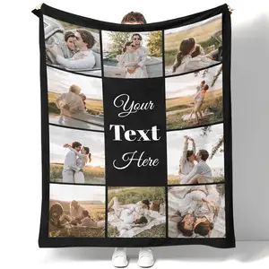 Manta de lana Sherpa personalizada con fotos, texto, suave, cálida, difusa, manta personalizada, manta con imagen personalizada para parejas