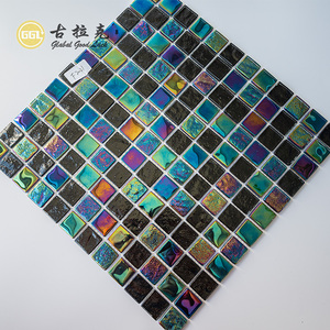 Piscine Salle De Bains Bar Mur Plancher Décor Magnifique Forme Carrée Scintillant Brillant <span class=keywords><strong>Noir</strong></span> et Vert Verre Cristal Mosaïque Tuile - Product Image 6