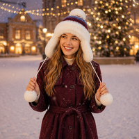 Gorro de piel sintética tipo Ushanka con orejeras de punto para mujer, cálido para invierno, ideal para viajes, casual, venta al por mayor
