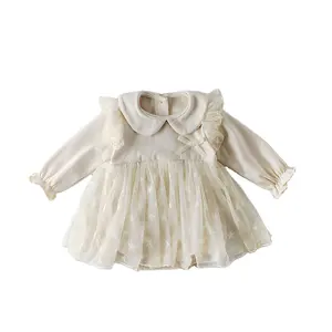 बच्चे लड़की पोशाक प्यारा पीटर पैन कॉलर नवजात राजकुमारी कपड़े बच्चे के लिए 1 साल जन्मदिन पोशाक बच्चा शिशु पार्टी फ्रॉक