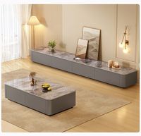 Meuble TV et Table Basse Modernes de Luxe pour Salon, Ensemble en Ardoise pour Petits Appartements, Utilisation Légère sur Pied