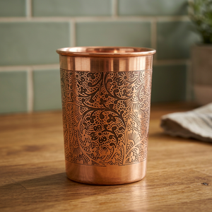 Hand-Made <b>Copper</b> glass With Floral Pattern Oriental Design Single Wall Metal Drinkware For Party Gift Adults - Product Image 4