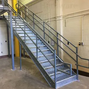 steel structure hot galvanized iron stairs with checkered plate step