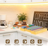 Support de rangement pour dosettes de café en bambou Insert de tiroir Organisateur de dosettes de café extensible pour comptoir Station de café