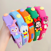 Bando katun versi kartun untuk anak perempuan, aksesori rambut anak warna permen dengan ikat kepala