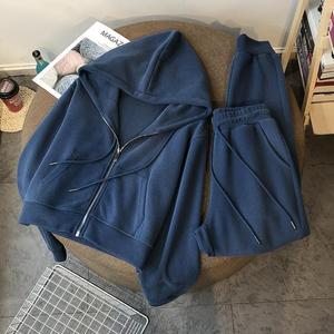 Combinaisons Automne-Hiver pour Femmes, Sweatshirts à <span class=keywords><strong>Capuche</strong></span> Casual pour Porter en Extérieur, Vestes Deux Pièces à la Mode et Polyvalentes - Product Image 4