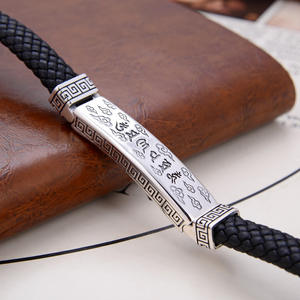 Bracelet en argent sterling 925 rétro thaïlandais OEM, tissé à <span class=keywords><strong>la</strong></span> main, avec inscription du Bouddha, six mots <span class=keywords><strong>de</strong></span> <span class=keywords><strong>la</strong></span> <span class=keywords><strong>vérité</strong></span>, vajra et pilon, bijoux pour hommes 2026 - Product Image 4