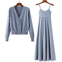 Cardigan décontracté pour femme, col en V, avec logo frontal, en maille, style robe camisole, collection automne