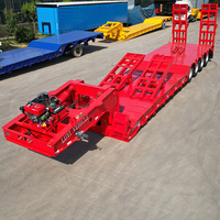 Semi-remorque à plateau bas 16x3x1,8m à 4 essieux avec suspension mécanique, col de cygne détachable, pour le transport d'équipements de construction