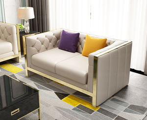 Seccional sofá de cuero 3 2 1 de lujo moderno precio para sala de estar - Product Image 4