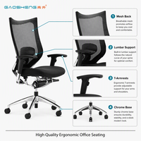 Chaise de bureau ergonomique noire à dossier haut en maille avec support lombaire, pivotante et inclinable pour bureau de direction