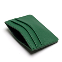 Portefeuille compact minimaliste en cuir PU bleu de luxe avec logo personnalisé, protection RFID, porte-cartes fin