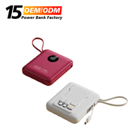 Mini Banco de Energía Portátil con Carga Rápida PD de 22.5W, 10000mAh, Cuatro Cables Integrados, Entrada USB, Alta Capacidad, el Mejor Regalo