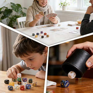Dados de Cristal Natural para Juego de Mesa Casual Transfronterizo; Tallados de Ágata y Jade con Puntos Dorados Grabados con Láser, Piedra Semipreciosa Redondeada - Product Image 3