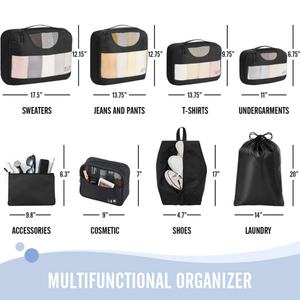 Sacs de rangement pour bagages de voyage ISO BSCI, imperméables, 8 pièces, cubes de compression, logo personnalisé - Product Image 3