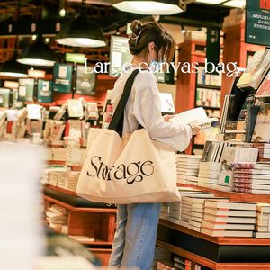 Bolso grande de algodón personalizado para mujer, bolso de compras reutilizable con logotipo personalizado original con patrón de letras de material de lona - Product Image 3