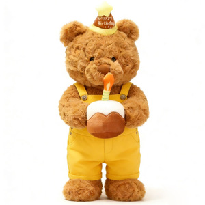 Orsetto di peluche personalizzato <span class=keywords><strong>con</strong></span> pantaloni <span class=keywords><strong>con</strong></span> bretelle, nuovo orsetto di peluche <span class=keywords><strong>con</strong></span> <span class=keywords><strong>torta</strong></span>, giocattolo di peluche orsetto - Product Image 1