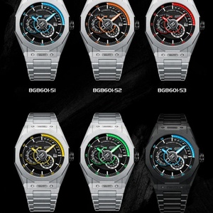 Montre de luxe pour homme BG8601-S, montre mécanique automatique allemande, squelette, lumineuse, bracelet en acier inoxydable - Product Image 6