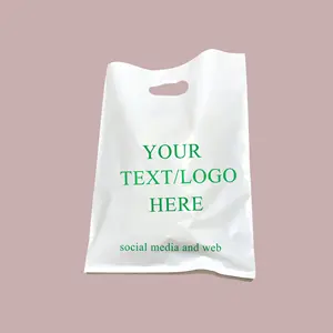 Tas plastik kustom grosir dengan Logo dapat didaur ulang tas kaus Die Cut menangani bahan makanan promosi bisnis tas belanja