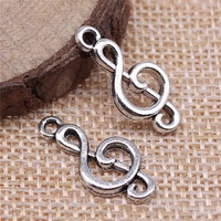 Breloque Clé de Sol Polie en Alliage de Zinc Argent Vieilli, Symbole Musical pour Cadeaux d'Enseignants de Chorale